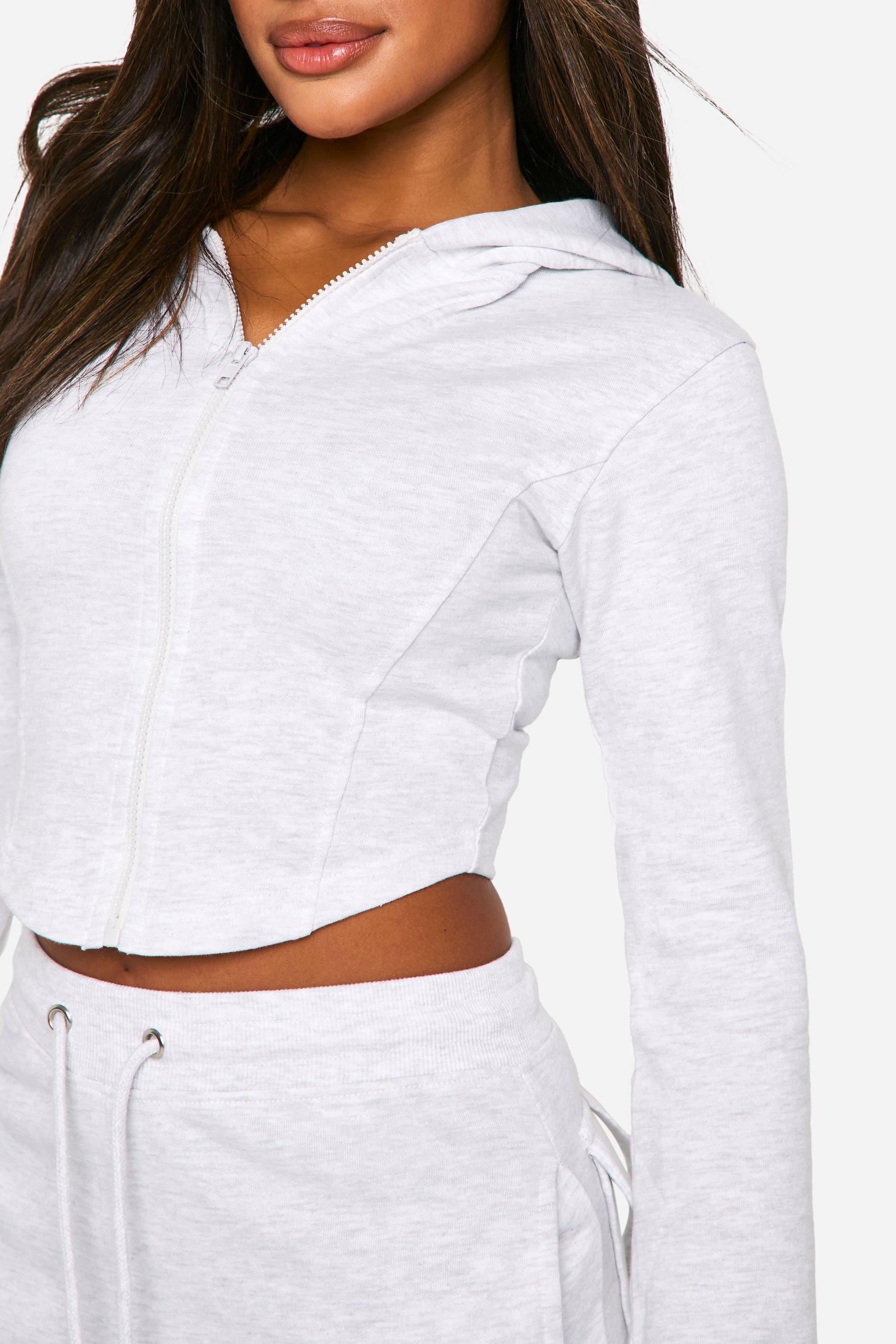 Boohoo Women s Corset Hem Cargo Pocket Zip Through Hoodie
